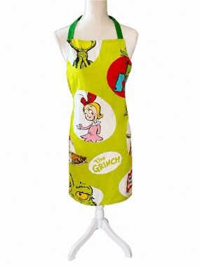 Dr. Seuss The Grinch adult Apron in Lime Green and Red
